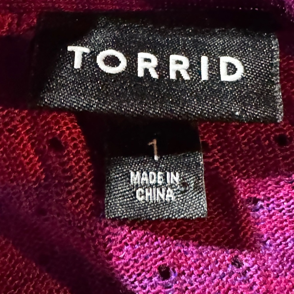 Torrid Long Purple Cardigan Sweater with 3 Button Closure Front Size 1 (14-16) - Picture 5 of 8